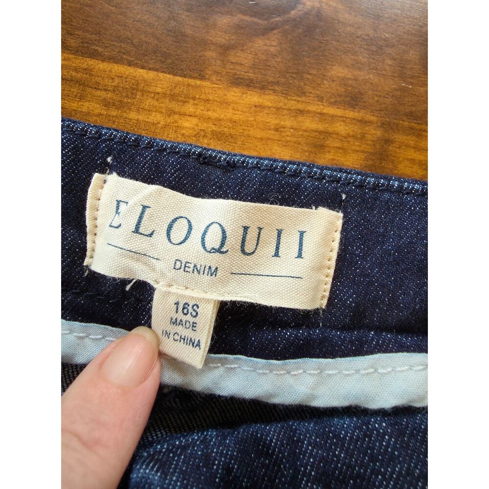 Eloquii Denim Tie Waist Wide Leg Crop Jeans Dark Wash 16S NWT Plus Size - Picture 4 of 8